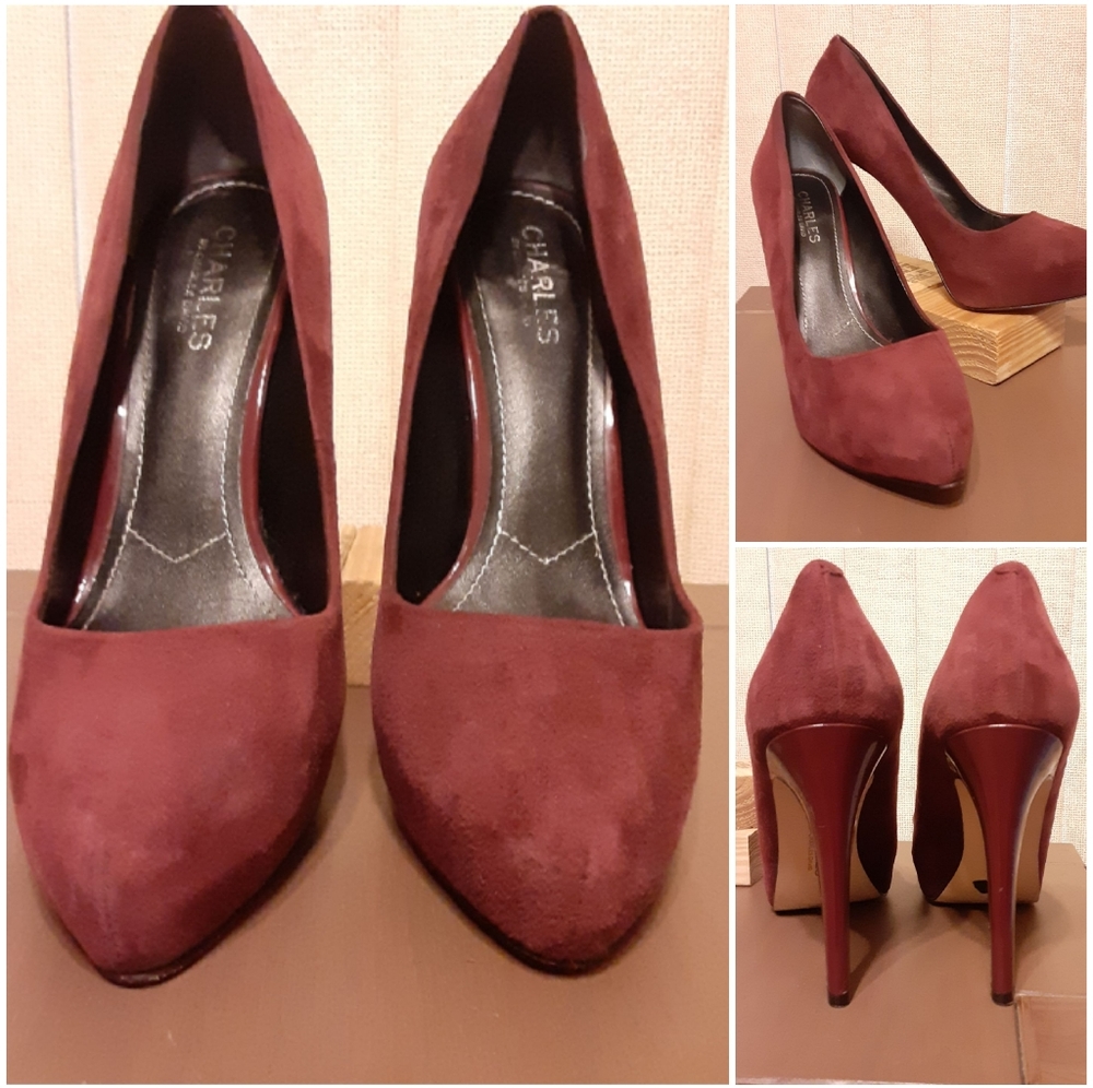 Charles By Charles David Leather Pumps Maroon 8.5